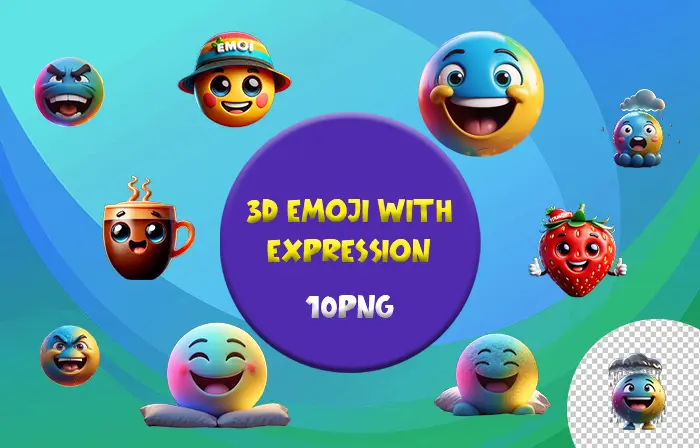 Emoji with Funny Expirations 3D Elements